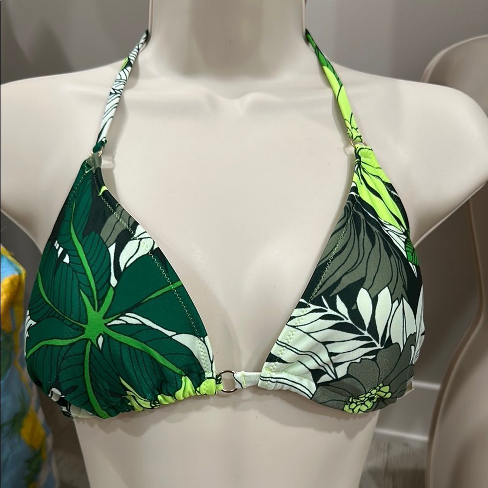 Aerie Green and White Tropical Bikini